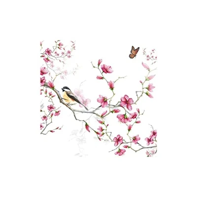 Image of Ambiente 3 Ply Paper Napkins Bird and Blossom White