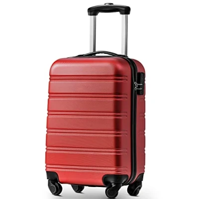 Image of 24 Inch ABS Hard Shell Travel Trolley Suitcase Set with 4 Wheels Lightweight Hand Luggage in Red