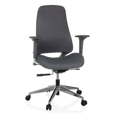 Image of hjh office ergonomic chair HENFIELD G swivel with flexible backrest, hollow seat depth adjustment, gray fabric