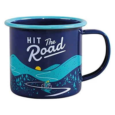 Image of Gentlemen&#039;s Hardware Enamel Mug/Camping Mug, 11 Ounce (Blue) Hit The Road, Navy