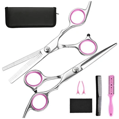 Image of Hairdressing Scissors Thinning Set, Fcysy Professional Sharp Hair Kit with 6 Hairdresser and Haircut Accessories for Cutting Women Men
