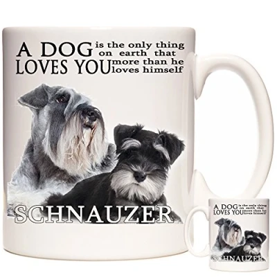 Image of KAZMUGZ Schnauzer mug, A Dog Loves You. coffee gift, Gift for owners.