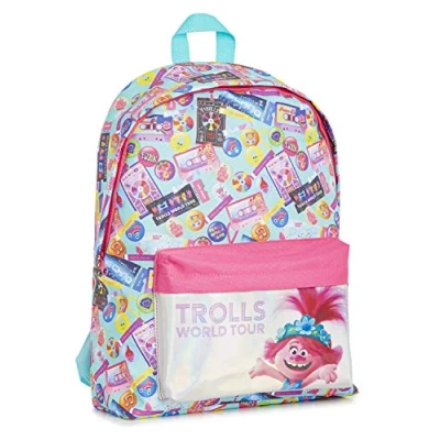 Image of Trolls School Bags for Girls Boys, Backpack with Holographic Design Poppy Troll, Perfect or Travel, Official World Tour Rucksack, Gifts Boys