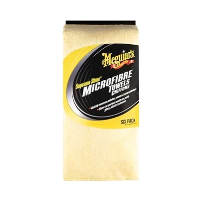 Image of Meguiar&#039;s X2035EU Supreme Shine Microfibre Car Cleaning Towels (6 Pack), Yellow