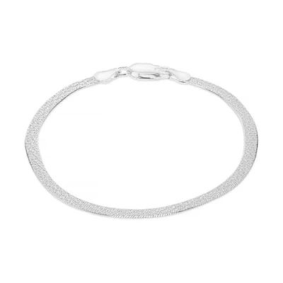 Image of Tuscany Silver Women&#039;s Sterling 3.3mm Textured Herringbone Bracelet 18cm/7&#039;