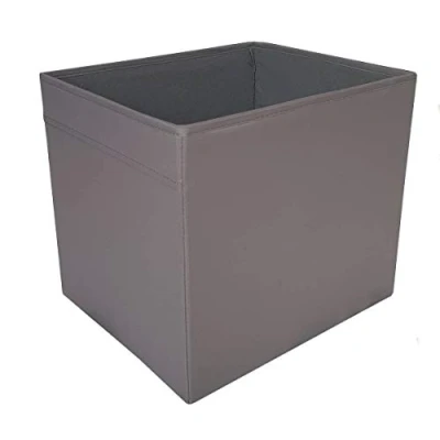 Image of Ikea Dröna Storage Box Shelf Insert 33 x 38 cm (W D H) Grey Suitable for Kallax, Expedit, Besta, etc, Polyester, Cardboard, Black