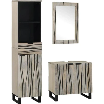 Image of vidaXL Bathroom Furniture Set with Drawer Shelf 3 pcs White 38 x 33 160 cm