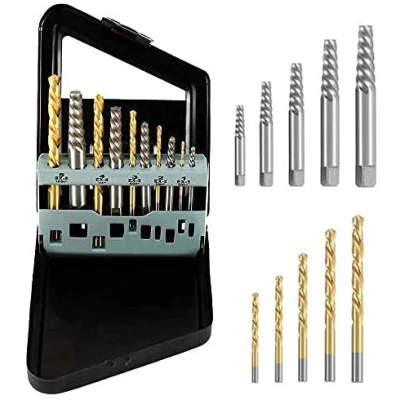 Image of 2 In 1 Screw Extractor and Left Hand Cobalt Drill Bit Set, High Speed Steel Damaged Remover Tool Durable Broken Set Include Toolbox,5/64 &quot;, 7/64&quot;, 5/32 1/4&quot;, 19/64 &quot;
