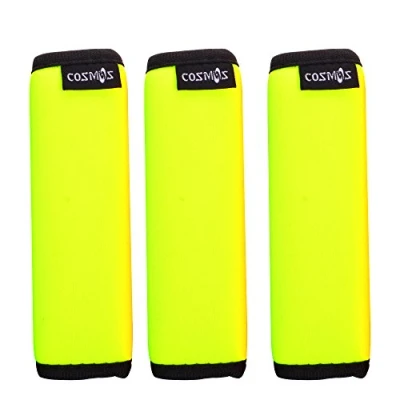 Image of Cosmos ® 3 PCS Comfort Neoprene Handle Wraps/Grip/Identifier for Travel Bag Luggage Suitcase (Fluorescent Yellow), Fluorescent Yellow, One size