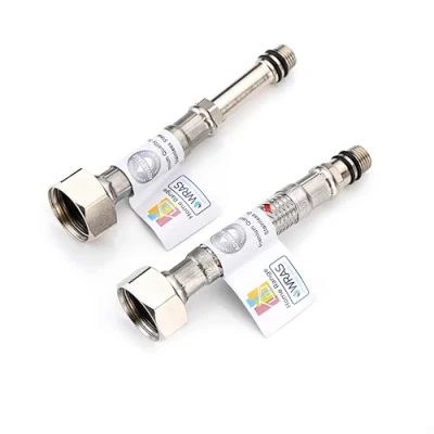 Image of Home Range 2X M10 x 1/2 (100mm) Flexible Tap Connectors Pair, Braided Stainless Steel Flexi for Kitchen &amp; Basin Monobloc Mixer Taps, WRAS Approved, Rust Corrosion Resistant, 1/2&quot; BSP UK Fitting