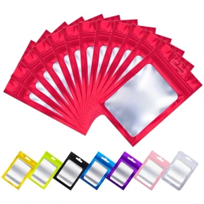 Image of Rimiko 50pcs Ziplock Mylar Bags with Clear Window, Aluminum Foil Sample Bags, Resealable Pouch for Packaging and Food Storage (Red, 3.5&quot;x6.3&quot;)