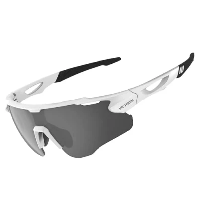 Image of Victgoal Cycling Glasses with Polarised Lenses UV400 Protection Anti Glare Running Sunglasses Men Women TR90 Frame Ultralight Outdoor Sports for (White)