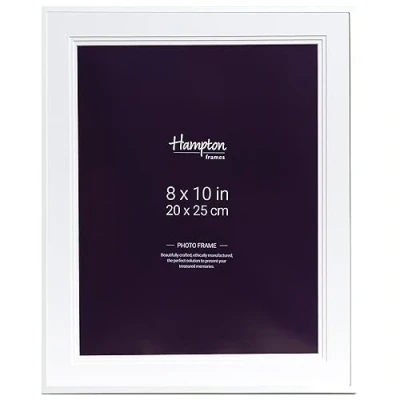 Image of Hampton Frames MARBELLA 8x10 (20x25cm) White Elegant Photo Frame with Mount Glass MARB10M80W