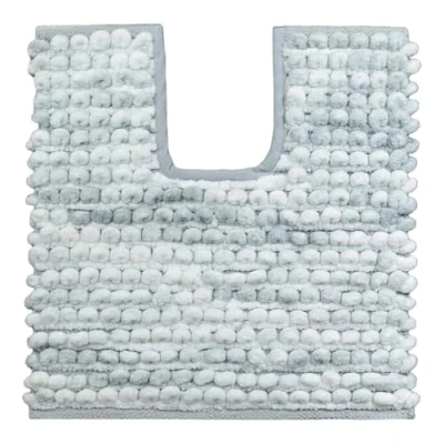 Image of Allure Marl Chunky Bobble Pedestal Mat Non Slip Super Soft &amp; Absorbent Marble Effect U Shape Toilet 50 x 50cm (Grey)