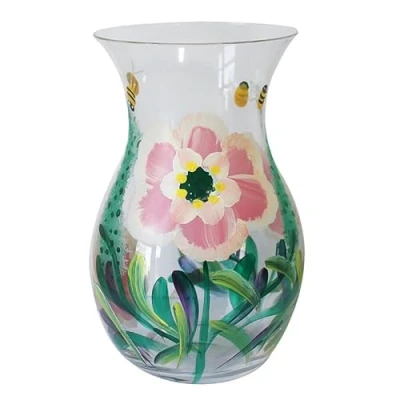 Image of Lesser &amp; Pavey Lynsey Johnstone Cotton Garden Vase For Home Office Beautiful Flower Living Room Ceramic Decorative Holder Décor Floral Print