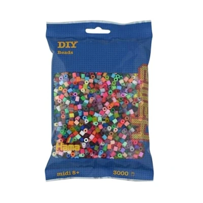Image of Hama Beads Bag Approx. 3000 Midi Fuse Mosaic Decoration Arts &amp; Craft for Creative Children Ages 5+ Mix 68
