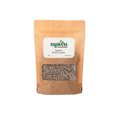 Image of Maven wholefoods Organic Brown Lentils 3kg Raw GMO Free High Fibre &amp; Protein Certified Suitable for Vegetarian Vegan Packed Fresh in Resealable Bags (3kg)