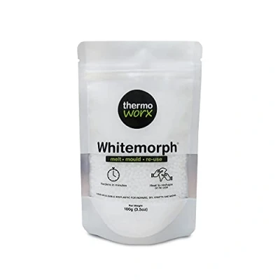 Image of Thermoworx Whitemorph 100g. Hand mouldable bioplastic. Melt, Mould and Reuse.