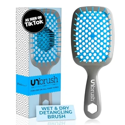 Image of FHI HEAT Unbrush Wet &amp; Dry Vented Detangling Hair Brush, Light Blue/Grey