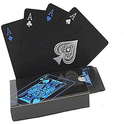 Image of KODAA Playing Cards Cool Black,54 Sheet Professional Deck of Waterproof Plastic Standard Magic Poker for Family Party BBQ Gatherings