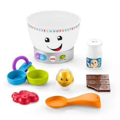 Image of Fisher Price Laugh &amp; Learn Baby Learning Toy Magic Color Mixing Bowl with Pretend Food Music Lights for Ages 6+ Months, GJW20