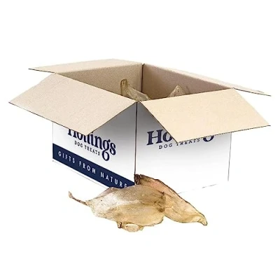 Image of Hollings Cow Ears Dog Treats, 100% Natural &amp; Nutritious Long Lasting Chew Treats for Adult Dogs, Grain Free High in Protein (50 Loose)