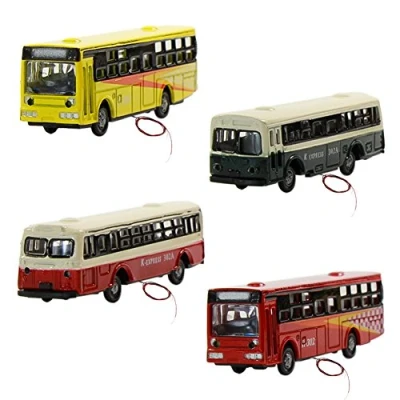 Image of Evemodel 4PCS 1:150 Model Lighted Cars N Scale Diecast Bus With 12V LED Lights