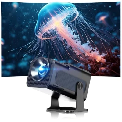 Image of Mini Projector, Supports WiFi 6 and Bluetooth 5.0, Automatic Keystone Correction, 4K 1080P Portable Projector Support 180 Rotatable, For Phone/PC/Lap/PS5/Stick, Home Cinema