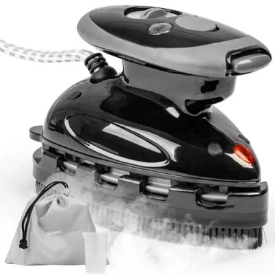 Image of Duronic Travel Iron Si2 BK mini Compact Steamer Quilting 375W 50ml Capacity With Brush and Variable Heat Settings, Patchwork, Applique, Craft For Holiday Black