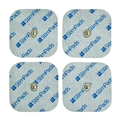 Image of StimPads TENS Replacement Electrode Pads 4 Pieces of 50X50mm with 3,5mm Snap Suitable for Sanitas,Beurer,Bluetens,etc. Reliable, High Quality Electrodes Machine Certified Medical Device