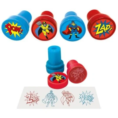 Image of Anila&#039;s Self Inking Stampers in a variety of themes for Party Bag Fillers and Favours Kids. (Superhero, 12)