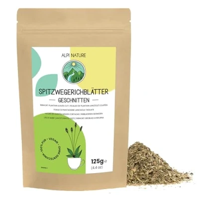 Image of Ribwort Plantain Tea 125g 4.4 oz by Alpi Nature, Leaves Dried, Loose Leaf Tea, Herb for Preparation of and Herbal