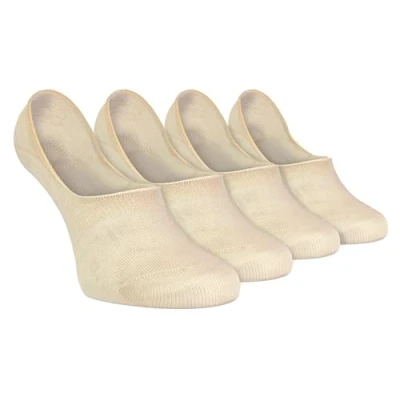 Image of Sock Snob 4 Pairs Bamboo No Show Invisible Low Cut Liner Socks for Men &amp; Women with Non Slip Silicone Grip (4 8 UK, Natural)