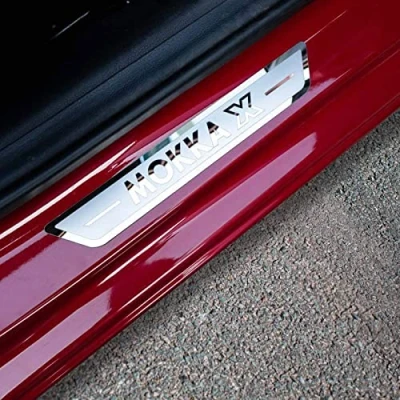 Image of 4 Pcs Car Stainless Steel Door Sill Protector Kick Plates for Vauxhall Opel Mokka X 2013 2014 2015 2016 2017 2018 2019 2020, Auto Accessories Scuff Guard Threshold Cover Non Slip Pedal, Sticker Trim