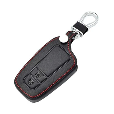 Image of Happyit Leather Car Key Cover Cases for Toyota C HR Prius 2 Buttons Keyless Remote Control Accessories with keychain