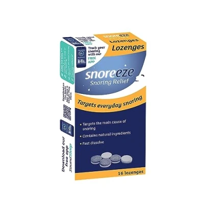 Image of Snoreeze Anti Snoring Lozenges for Dry Mouth Relief, Naturally Tones &amp; Lubricates Soft Tissues Use with Mobile App to Stop Pack of 16, Mint Flavour