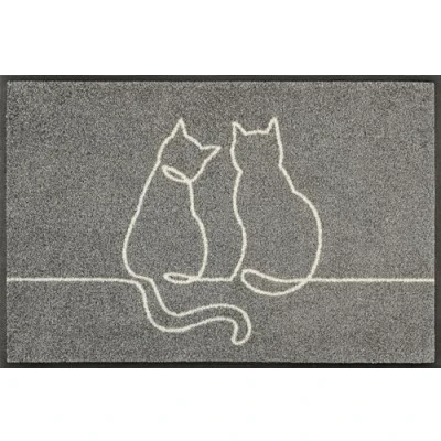 Image of Wash+Dry Lovetails Door Mat, 50 x 75 cm, Washable for Indoor and Outdoor Use, Grey