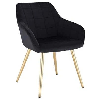 Image of WOLTU 1 X Kitchen Dining chair Black/Golden with arms and backrest,Living Room for bedroom Velvet,BH232sz