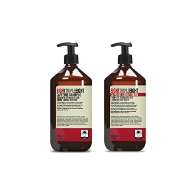 Image of Eight Triple Pack of 1 caffeine shampoo + conditioner Enriched with keratin For Men and Women Perfect hair loss remedial