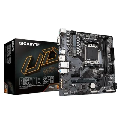 Image of Gigabyte B650M S2H Motherboard Supports AMD Ryzen 8000 CPUs, 5+2+2 Phases Digital VRM, up to 6400MHz DDR5, 1xPCIe 4.0 M.2, GbE LAN, USB 3.2 Gen 1