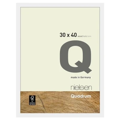 Image of nielsen Quadrum Photo Frame, 30x40cm Wood Picture Covering White Frame with Protective Float Glass and Push Turn Clips