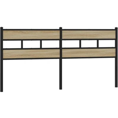 Image of vidaXL Sonoma Oak Headboard Metal &amp; Engineered Wood, 200 cm Stylish Bedroom Furniture, Iron Legs