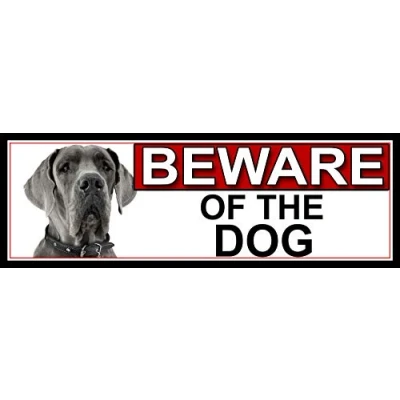 Image of SHAWPRINT Great Dane BEWARE OF THE DOG METAL GATE SIGN 266mm x 87m. (530H2)