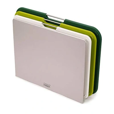 Image of Joseph Nest Large 3 Piece Colour coded Chopping Board Set with Storage Stand, Green