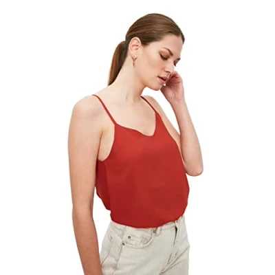 Image of Trendyol Women Regular Basic V Neck Woven Blouse