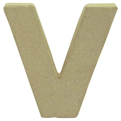 Image of Décopatch Ref AC834C Papier Maché Alphabet Lowercase Letter &quot;V&quot; Fun to Decorate Using Papers, Glue &amp; Varnish, 8 x 8.2 2.4cm Brown