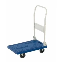 Image of Folding Platform Trolley; 600 x 385 820; Fixed/Swivel Castors; Blue