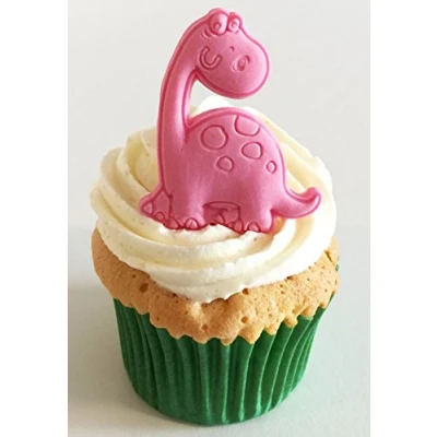 Image of Holly Cupcakes 6 Fun Baby Pink Sugar Dinosaurs Edible &amp; handmade with love in the UK!