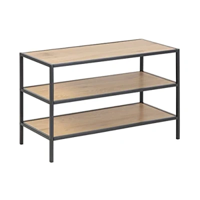 Image of AC Design Furniture Shoe Rack with 2 Shelves, Wild Oak Top and Black Metal Base, 35 x 77 50 cm