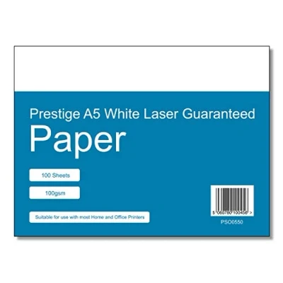 Image of Prestige A5 100gsm Laser Inkjet Guaranteed White Paper 100 Sheet Pack